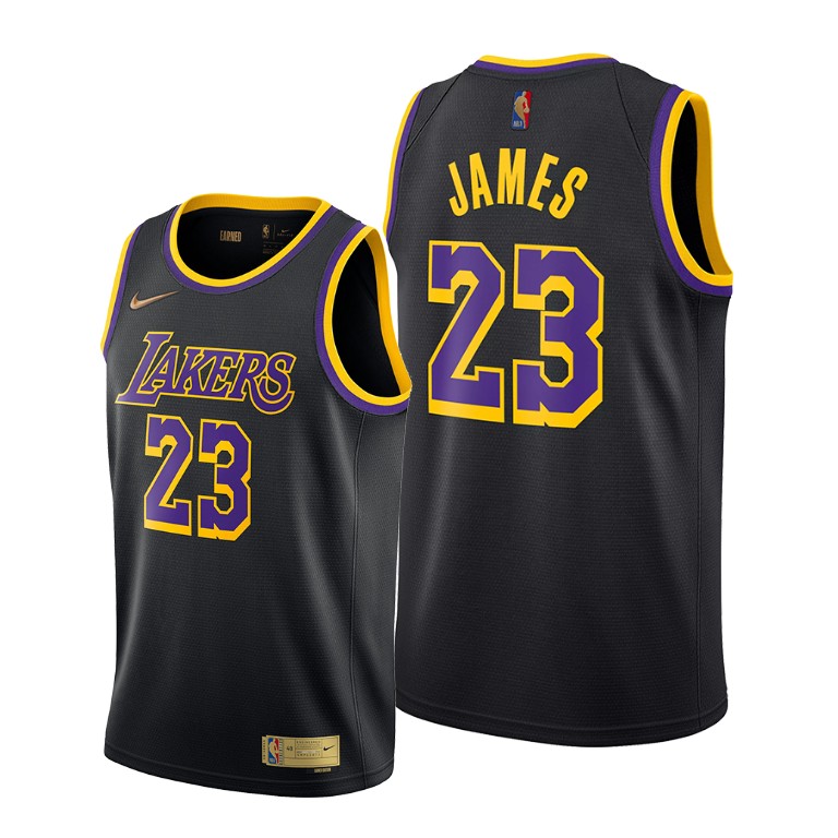 Men's Los Angeles Lakers LeBron James #23 NBA 2020-21 Earned Edition Black Basketball Jersey PRA6883KB